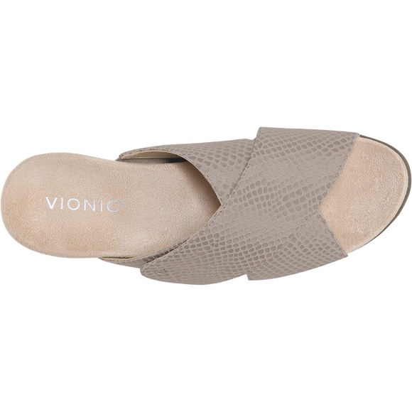 Vionic Cork Wedge 2” Heel Sandals Lizard Gray Size 8 - Picture 3 of 10